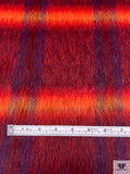 Italian Plaid Brushed Wool-Blend Coating - Red / Fire Orange / Purple
