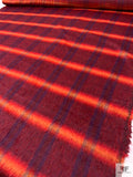 Italian Plaid Brushed Wool-Blend Coating - Red / Fire Orange / Purple