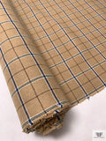 Italian Plaid Jacket Weight Suiting - Tan / Blue / Aquamarine Blue