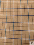 Italian Plaid Jacket Weight Suiting - Tan / Blue / Aquamarine Blue