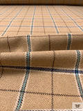 Italian Plaid Jacket Weight Suiting - Tan / Blue / Aquamarine Blue