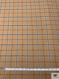Italian Plaid Jacket Weight Suiting - Tan / Blue / Aquamarine Blue