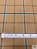 Italian Plaid Jacket Weight Suiting - Tan / Blue / Aquamarine Blue