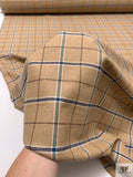 Italian Plaid Jacket Weight Suiting - Tan / Blue / Aquamarine Blue