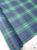 Italian Plaid Wool Suiting - Green / Blue / Red