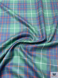 Italian Plaid Wool Suiting - Green / Blue / Red