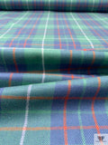 Italian Plaid Wool Suiting - Green / Blue / Red