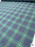 Italian Plaid Wool Suiting - Green / Blue / Red