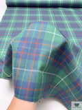 Italian Plaid Wool Suiting - Green / Blue / Red