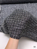Metallic Tweed Suiting with Sequins - Silver / Grey / Black