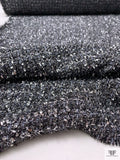 Metallic Tweed Suiting with Sequins - Silver / Grey / Black