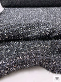 Metallic Tweed Suiting with Sequins - Silver / Grey / Black