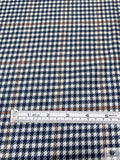 Italian Houndstooth Plaid Soft Cashmere-Blend Fine Suiting - Navy / Off-White / Caramel