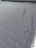 Italian Houndstooth Plaid Soft Cashmere-Blend Fine Suiting - Navy / Off-White / Caramel
