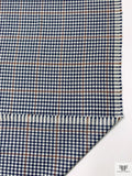 Italian Houndstooth Plaid Soft Cashmere-Blend Fine Suiting - Navy / Off-White / Caramel