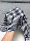 Italian Houndstooth Plaid Soft Cashmere-Blend Fine Suiting - Navy / Off-White / Caramel