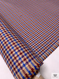 Modern Houndstooth Suiting - Dark Red / Royal Blue / Tan