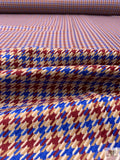 Modern Houndstooth Suiting - Dark Red / Royal Blue / Tan
