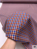 Modern Houndstooth Suiting - Dark Red / Royal Blue / Tan