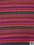 Italian Ethno-Geometric Matelassé Metallic Brocade - Pink / Copper Orange / Purple
