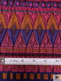 Italian Ethno-Geometric Matelassé Metallic Brocade - Pink / Copper Orange / Purple