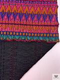 Italian Ethno-Geometric Matelassé Metallic Brocade - Pink / Copper Orange / Purple