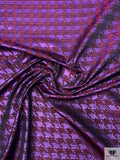 Italian Metallic Pixelated Houndstooth Brocade - Purple