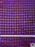 Italian Metallic Pixelated Houndstooth Brocade - Purple