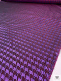 Italian Metallic Pixelated Houndstooth Brocade - Purple