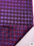 Italian Metallic Pixelated Houndstooth Brocade - Purple