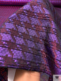 Italian Metallic Pixelated Houndstooth Brocade - Purple