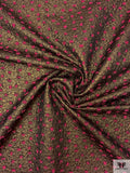 Cluster Dots Textured Brocade - Antique Gold / Black / Pink