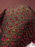 Cluster Dots Textured Brocade - Antique Gold / Black / Pink