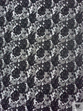 Floral and Lace-Look Brocade - Silver-Grey / Black