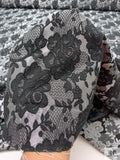 Floral and Lace-Look Brocade - Silver-Grey / Black