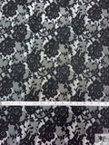 Floral and Lace-Look Brocade - Silver-Grey / Black