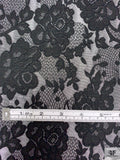 Floral and Lace-Look Brocade - Silver-Grey / Black