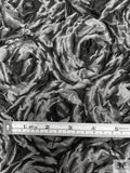 Rosettes Textured Brocade - Smokey Grey / Black