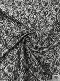 Rosettes Textured Brocade - Smokey Grey / Black