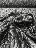 Rosettes Textured Brocade - Smokey Grey / Black