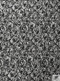 Rosettes Textured Brocade - Smokey Grey / Black
