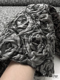 Rosettes Textured Brocade - Smokey Grey / Black