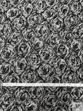 Rosettes Textured Brocade - Smokey Grey / Black