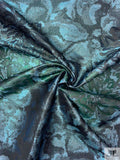 Bold Floral Metallic Brocade Panel - Aquamarine / Green / Navy