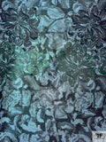 Bold Floral Metallic Brocade Panel - Aquamarine / Green / Navy
