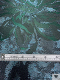 Bold Floral Metallic Brocade Panel - Aquamarine / Green / Navy