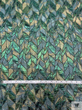 Italian Leaf Vine Marbled Metallic Brocade - Green / Tan / Dark Seafoam