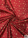 Star Motif Brocade with Fused Back - Royal Red / Gold