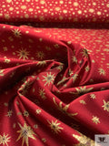 Star Motif Brocade with Fused Back - Royal Red / Gold