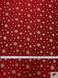Star Motif Brocade with Fused Back - Royal Red / Gold